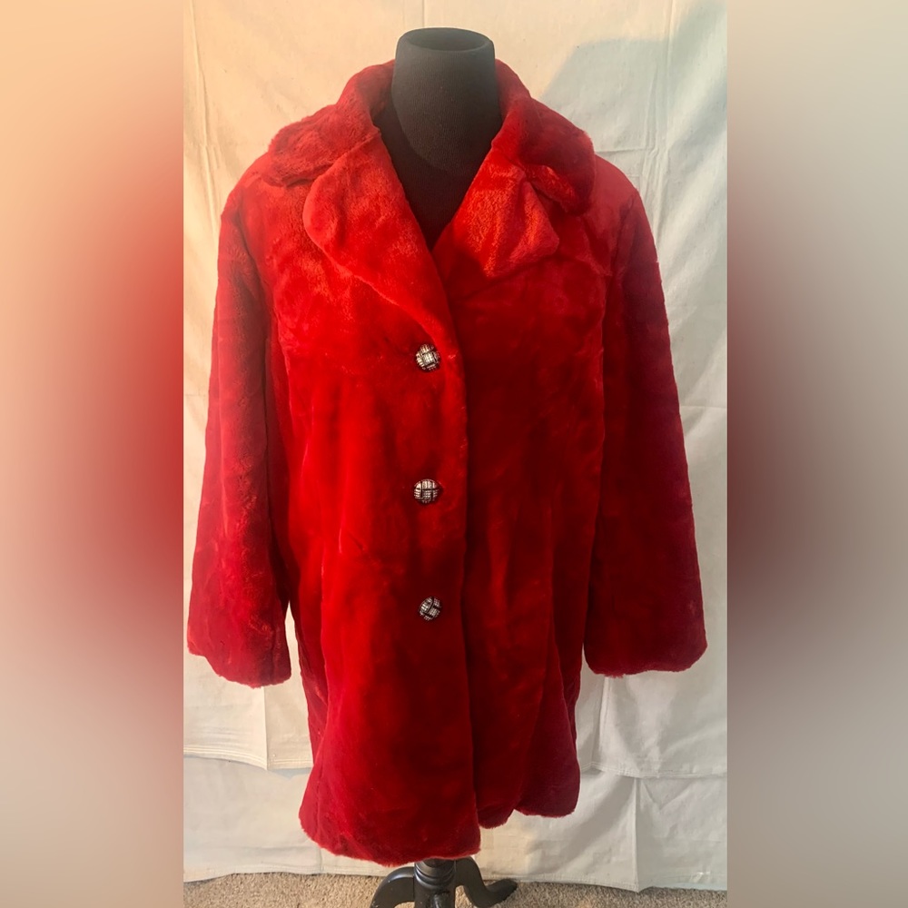 Dennis Brasso Red faux fur coat